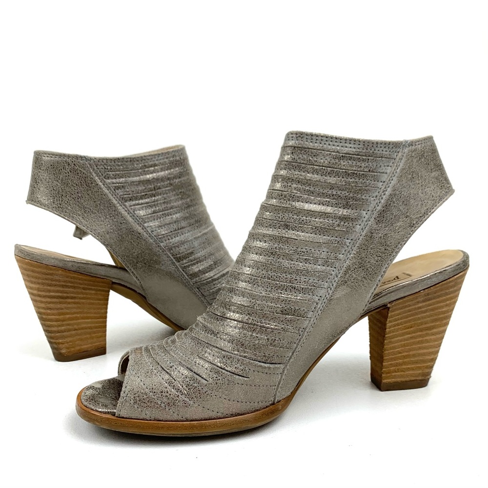 Paul Green Cayanne Bootie Sandals Woven Peep Toe Metallic Leather Comfort US 7.5 - Picture 4 of 8